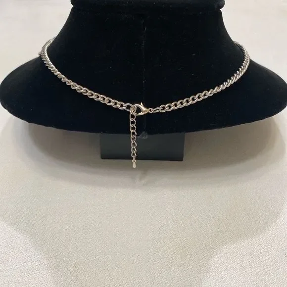 Vintage Silver Mod Mirrored Spiky Necklace